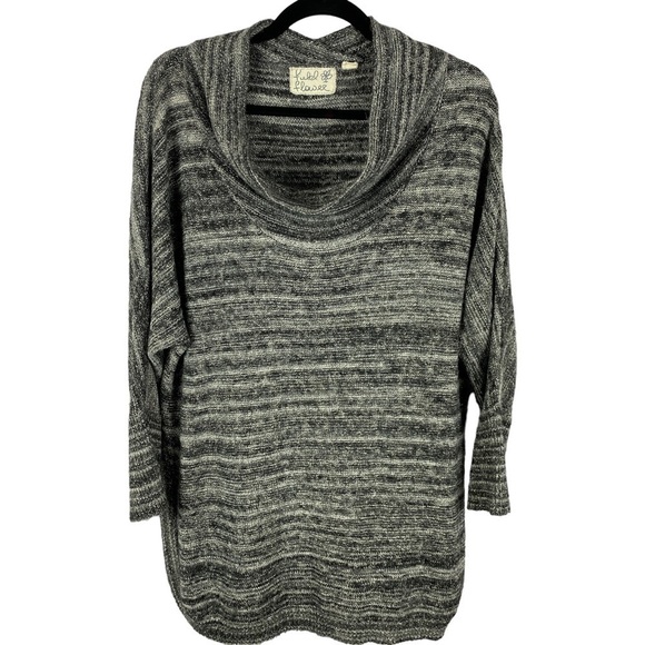 Field Flower Cowl Neck Cotton Blend Knit Sweater Medium Heathered Grey - Picture 1 of 14